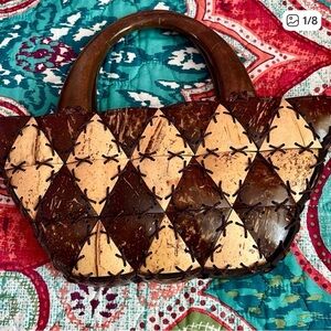 Coconut Handcrafted Brown and Tan Women Bag